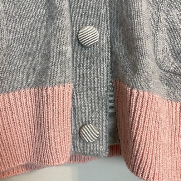 Moncler Maglia tricot 100% cashmere gray and pink cardigan size small - Picture 3 of 13
